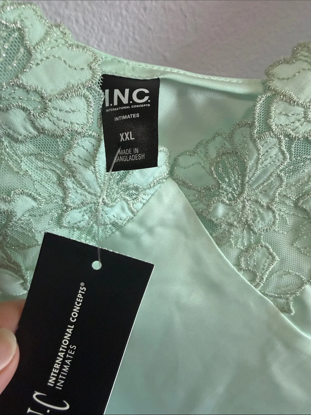 INC International Concepts Mint Lace-Trim Cami & Shorts Set
